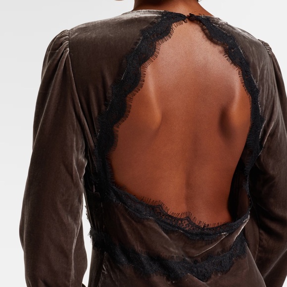 RIXO Alesha lace-trimmed velvet midi dress Size Medium 🤠 - Picture 6 of 9